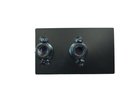 Black plate with 2 welded nuts