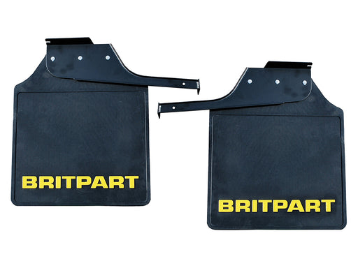 DA4534 - PAIR OF BRITPART MUDFLAPS (YELLOW LOGO) - DEF 110 & 130 CREW CAB