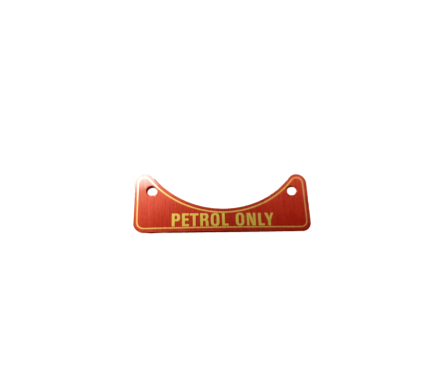 Red label with gold writing 