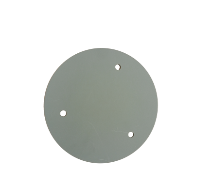 Green round metal plate with 3 holes 