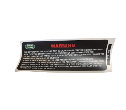 BTR2308 - Land Rover Defender Differential Instructions Decal (2590-99 ...
