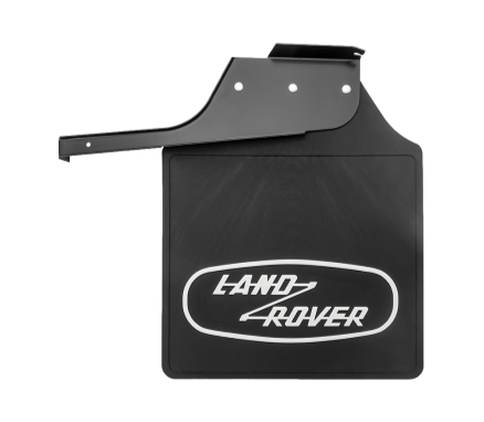 black plastic mudflap with land rover logo